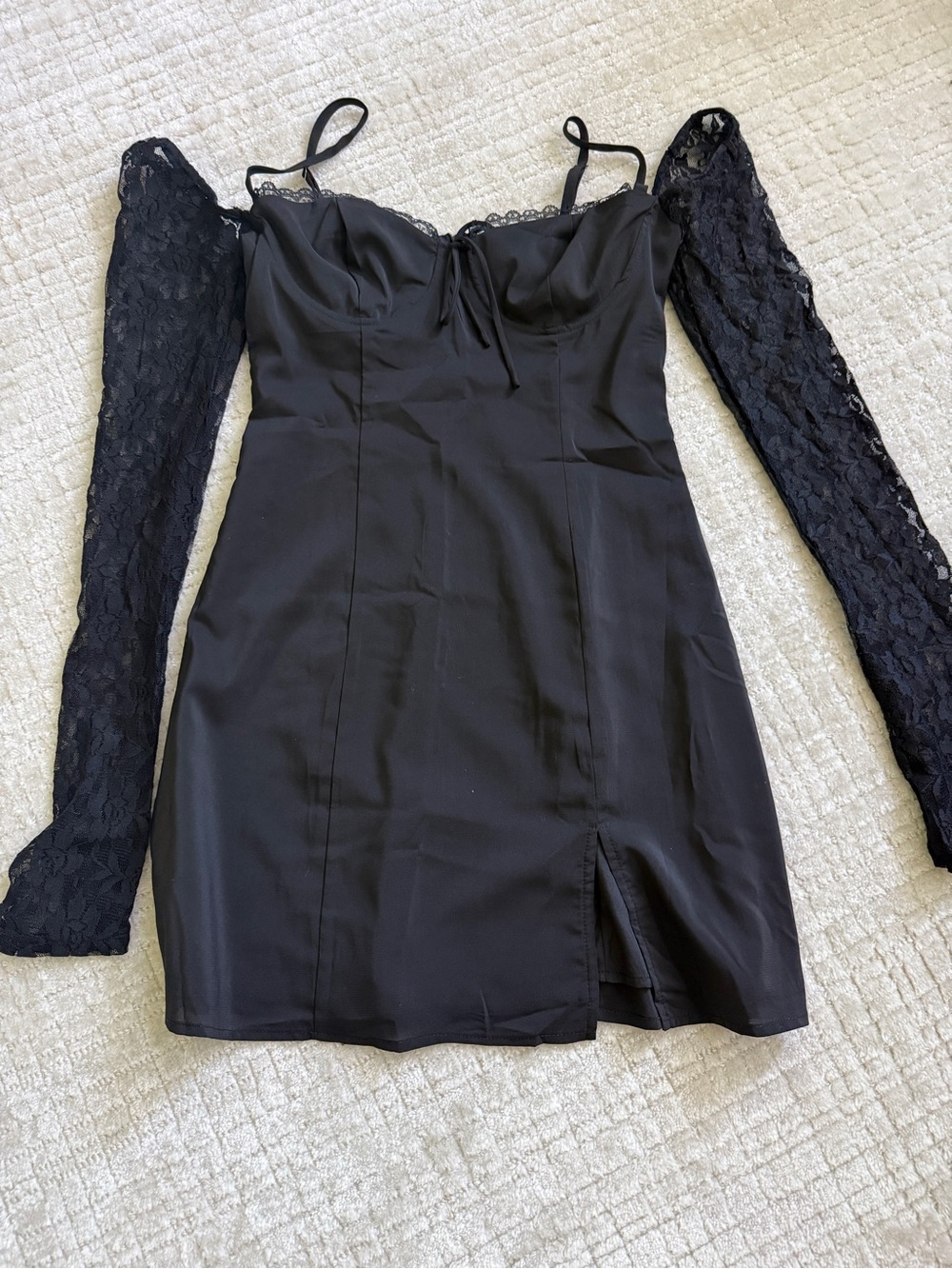 Princess Polly Black Lace Off-Shoulder Mini Dress